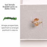 Inel reglabil cu dublu Citrin - Abundenta si energie pozitiva
