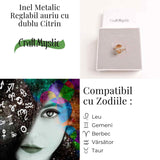 Inel reglabil cu dublu Citrin - Abundenta si energie pozitiva
