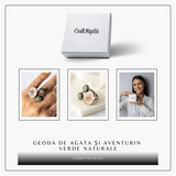 Inel din Geoda de Agata si Aventurin Verde Natural - Armonie si Vitalitate Interioara