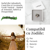 Inel reglabil din cupru cu Labradorit, Cuart Roz si Aventurin Verde natural - Armonie, iubire si prosperitate