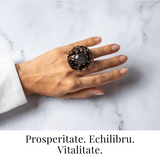 Inel Floral din Cupru cu Labradorit Natural - Talisman al Transformarii si Protectiei Interioare
