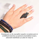 Inel Reglabil Vintage cu Turmalina Neagra aripa - Protectie si echilibru energetic