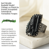 Inel Reglabil Vintage cu Turmalina Neagra - Protectie Energetica