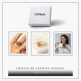 Inel cu Cristal de Capsuna Natural si Cupru - Simbol al Vitalitatii si Bucuriei Interioare