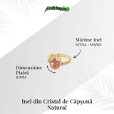 Inel cu Cristal de Capsuna Natural si Cupru - Simbol al Vitalitatii si Bucuriei Interioare