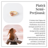 Inel cu Cristal de Capsuna Natural si Cupru - Simbol al Vitalitatii si Bucuriei Interioare