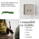 Cercei Argint 925 cu Kianit Verde Fatetat - Echilibru Interior si Claritate Sufleteasca