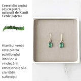 Cercei Argint 925 cu Kianit Verde Fatetat - Echilibru Interior si Claritate Sufleteasca