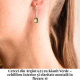 Cercei Argint 925 cu Kianit Verde Fatetat - Echilibru Interior si Claritate Sufleteasca