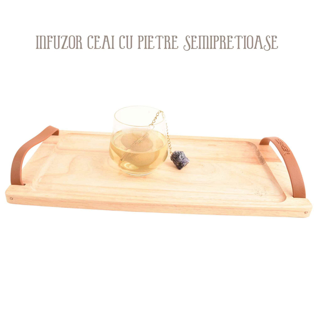 Infuzor ceai din otel inox cu piatra semipretioasa Ametist de 2 cm - Cristale vindecatoare tematica feng shui