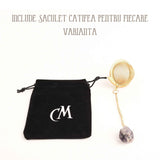 Infuzor ceai din otel inox cu piatra semipretioasa Fluorit colorat de 2 cm - Cristale vindecatoare tematica feng shui