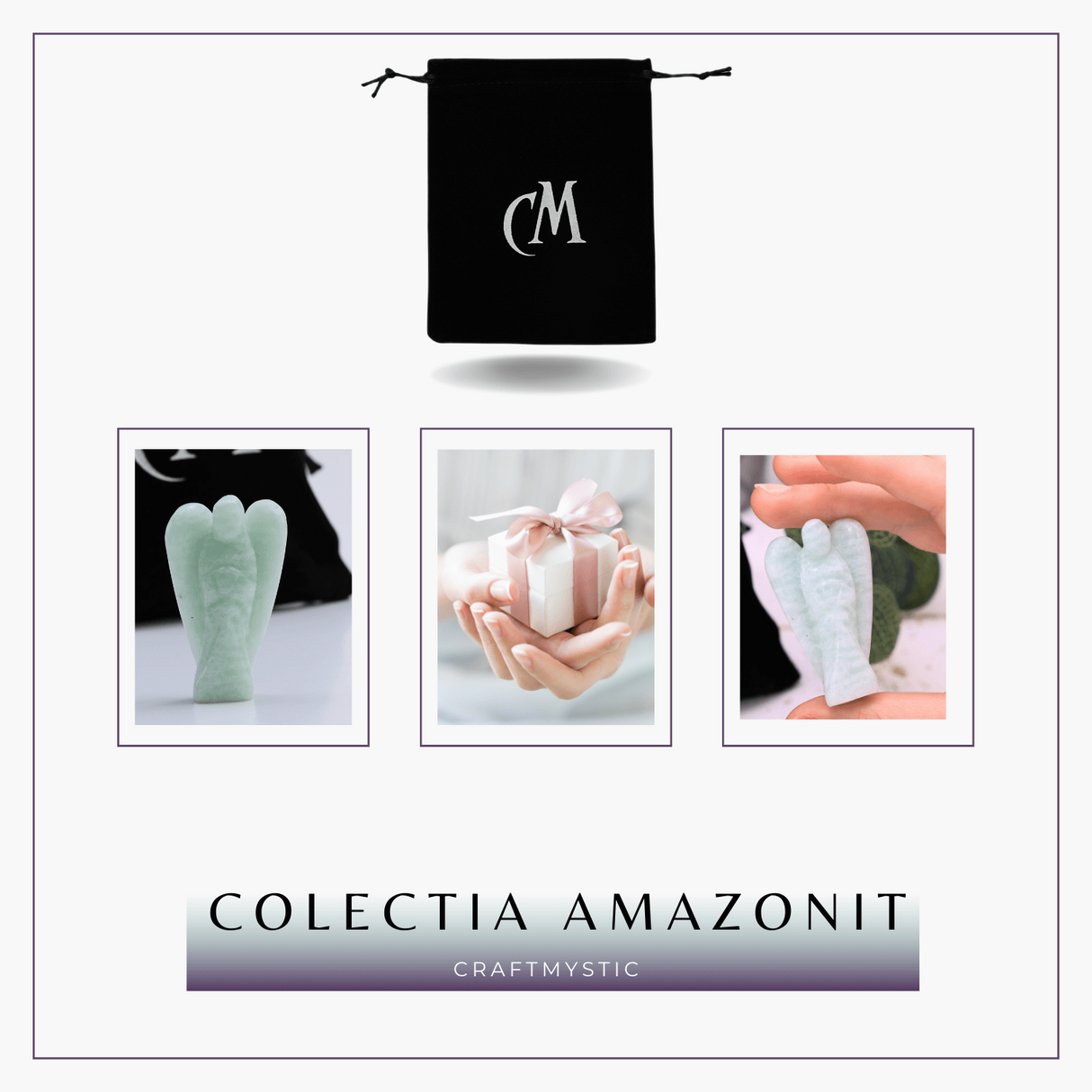 Figurina Inger 55mm din Amazonit Sculptat Manual - Protectie si Liniste