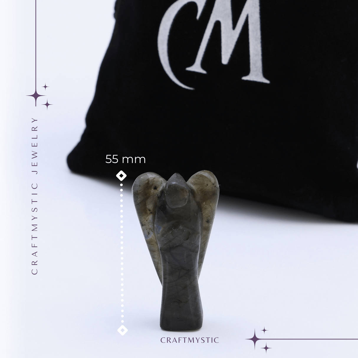 Figurina Inger 55mm din Labradorit Sculptat Manual - Protectie si Liniste