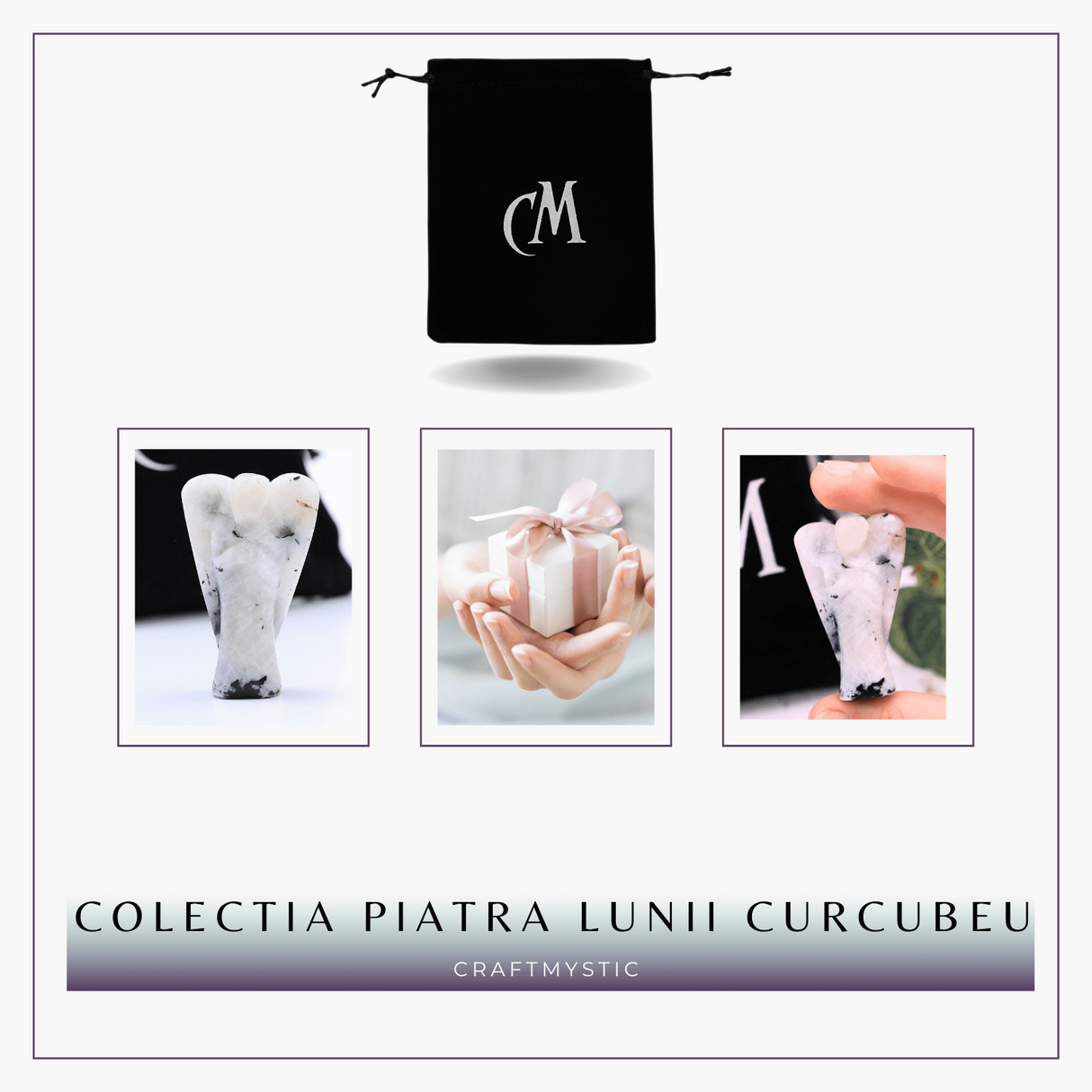 Figurina Inger 55mm din Piatra Lunii Curcubeu - Liniste si Armonie