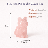 Figurina Pisica din Cuart Roz – Simbol al Iubirii, Blandetii si Vindecarii Emotionale