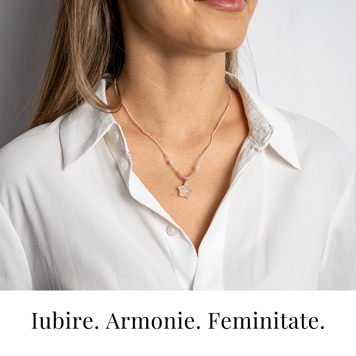 Pace si Armonie - Colier Stea din Agata Alba Natural