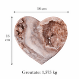 Inima din ametist roz cu calcit si cuart – geoda naturala sculptata manual in Brazilia 1.575 kg