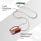 Colier Titanium cu Jasp Rosu Natural Dreptunghiular - Forta Interioara si Protectie Energetica