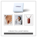 Colier Titanium cu Jasp Rosu Natural Dreptunghiular - Forta Interioara si Protectie Energetica