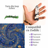 Turn din Jasp Zebra cu Druzy - Echilibru intre lumina si umbra