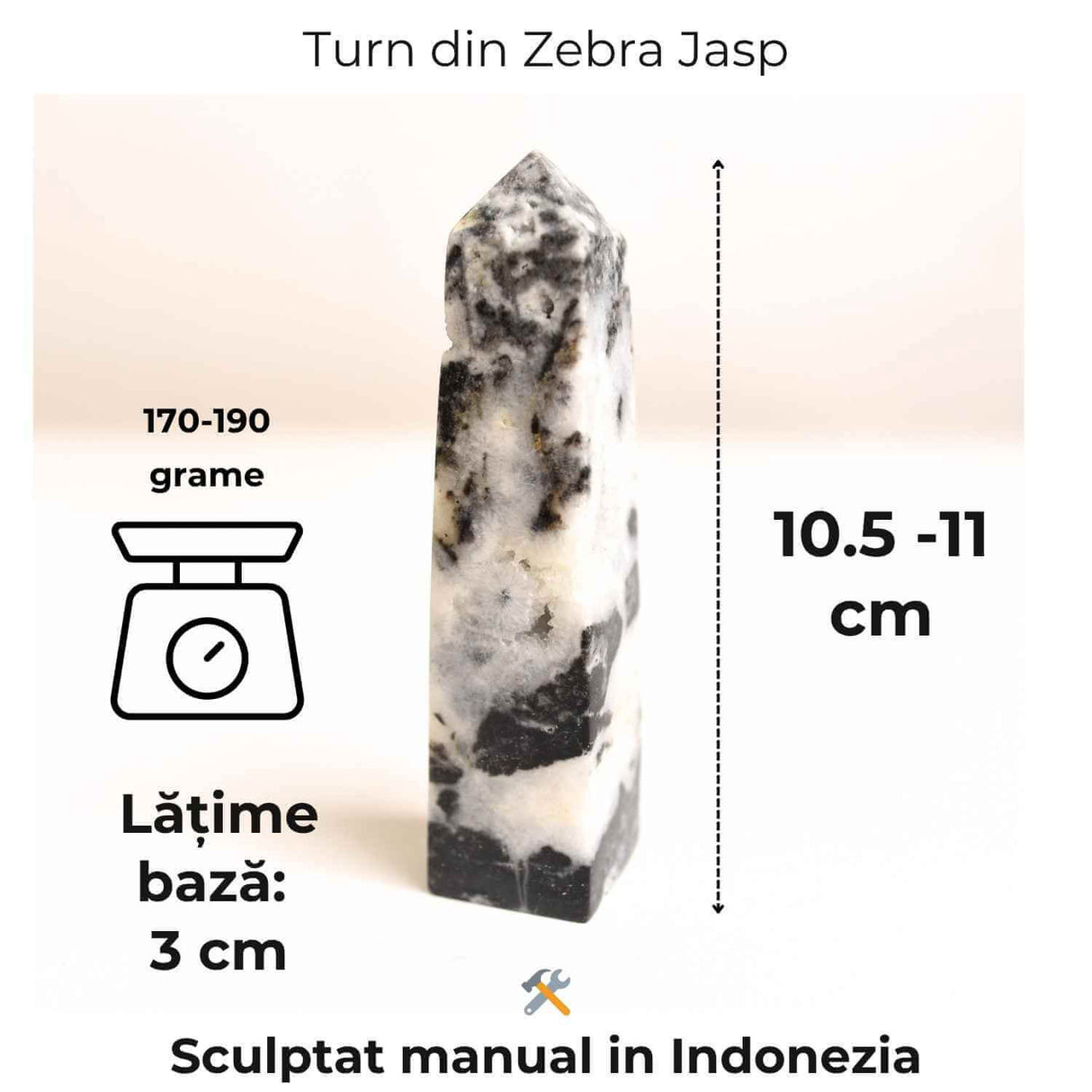 Turn din Jasp Zebra cu Druzy - Echilibru intre lumina si umbra