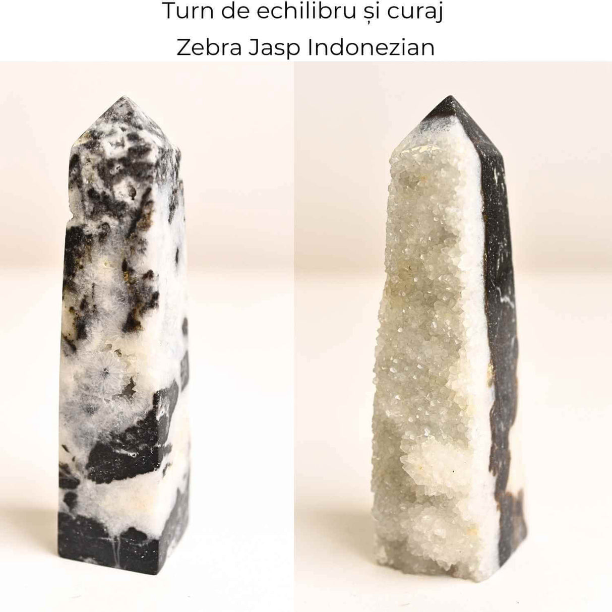 Turn din Jasp Zebra cu Druzy - Echilibru intre lumina si umbra