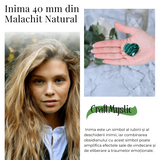 Inima de Malachit Natural 40mm - Puterea Vindecătoare la Îndemâna Ta
