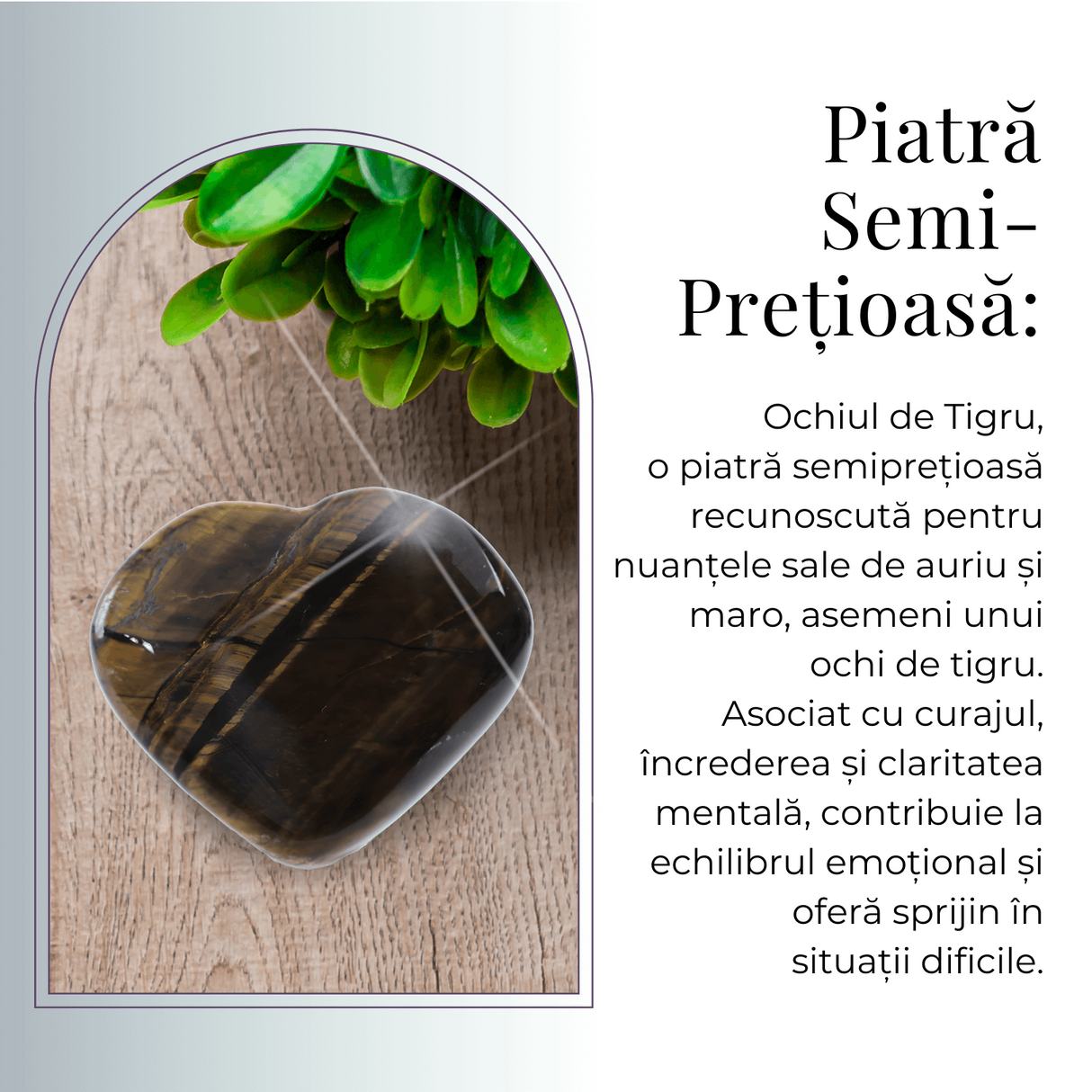 Inima Sculptata Manual de 30mm din Ochi de Tigru - Protectie si Curaj