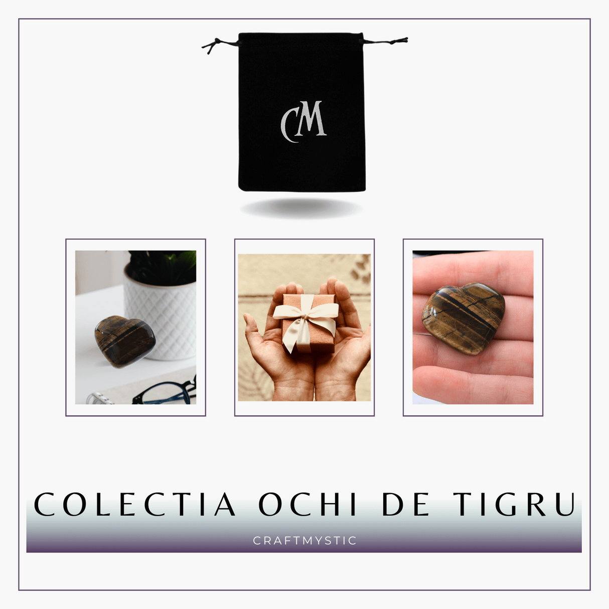 Inima Sculptata Manual de 30mm din Ochi de Tigru - Protectie si Curaj