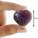 Inimioara din cristal Ametist 3 cm si saculet satin inclus - Terapie, meditatie Reiki, Mini cristale de buzunar