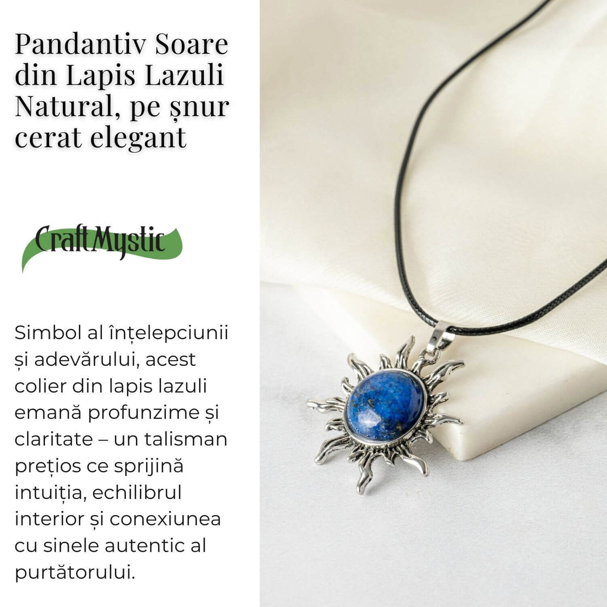 Intelepciune si Creativitate - Colier Soare cu Lapis Lazuli Natural