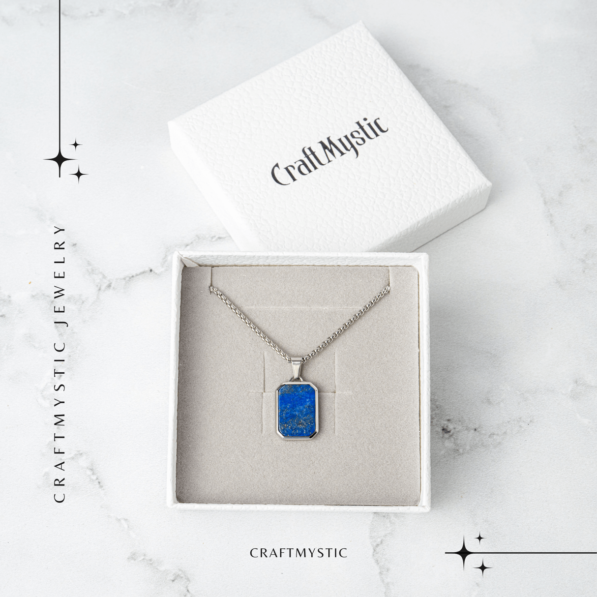 Colier din Otel Inoxidabil cu Lapis Lazuli Natural - Claritate si Armonie Interioara