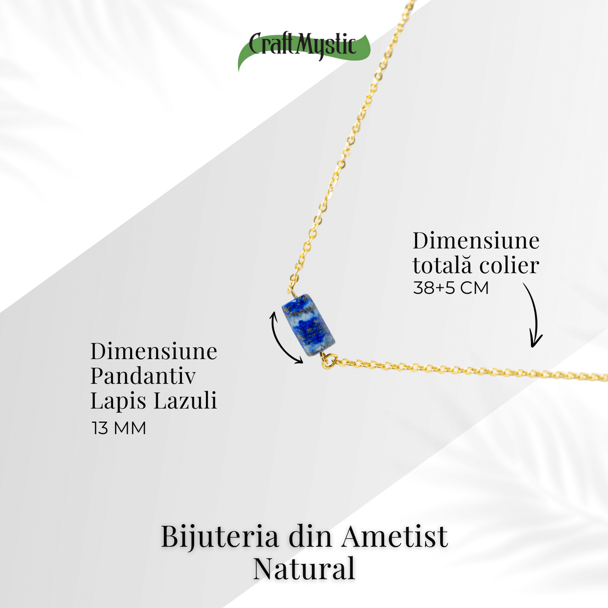 Intelepciune si Claritate - Colier cu Pandantiv Hexagonal din Lapis Lazuli Natural pe Lant de Cupru