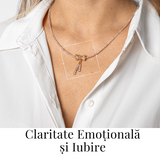 Iubire si Delicatețe - Colier din Cuart Roz Fatetat cu Fundita