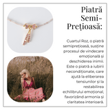 Iubire si Delicatețe - Colier din Cuart Roz Fatetat cu Fundita