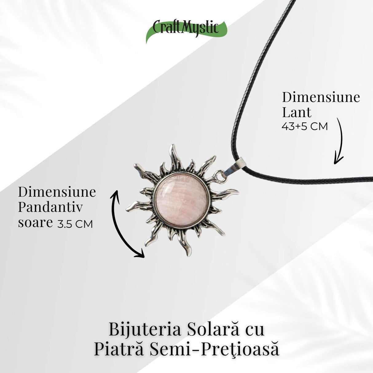 Iubire si Armonie - Colier Soare cu Cuart Roz Natural
