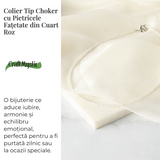 Iubire si Delicatete - Choker din Otel Inoxidabil cu Cuart Roz fatetat