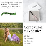 Iubire si Armonie - Colier Cruce din Cuart Roz Natural