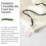 Iubire si Armonie - Colier Cruce din Cuart Roz Natural