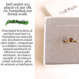 Inel argint 925 placat cu aur 18k cu turmalina roz ovala - piatra iubirii, armoniei si compasiunii