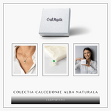Protectie si Liniste Interioara - Colier Lacat al Pacii din Calcedonie Alba Naturala