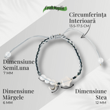 Bratara ajustabila cu stea si semiluna din Agat gri natural - Talisman al protectiei si echilibrului