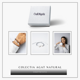 Bratara ajustabila cu stea si semiluna din Agat gri natural - Talisman al protectiei si echilibrului