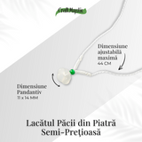 Protectie si Liniste Interioara - Colier Lacat al Pacii din Calcedonie Alba Naturala
