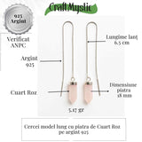 Armonie si Iubire - Cercei din Argint 925 cu Cuart Roz Natural
