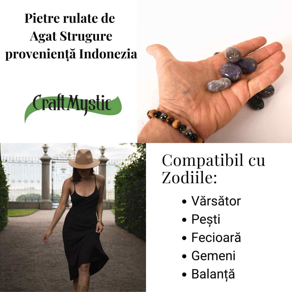 Pietra rulata de Agat Strugure din Indonezia - Calm interior si armonie blanda
