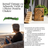 Jurnal Vintage maro cu Arborele Vietii si 7 Chakre - Piele Naturala