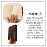 Jurnal din Piele Naturala cu Bufnita si Piatra Decorativa Galbena