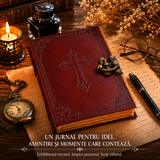 Jurnal din Piele Naturala cu Cruce Embosata – Eleganta Vintage si Inspiratie Zilnica