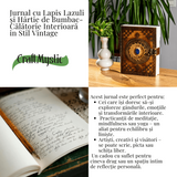 Jurnal din piele naturala cu Lapis Lazuli si hartie de bumbac - Calatorie interioara in stil vintage